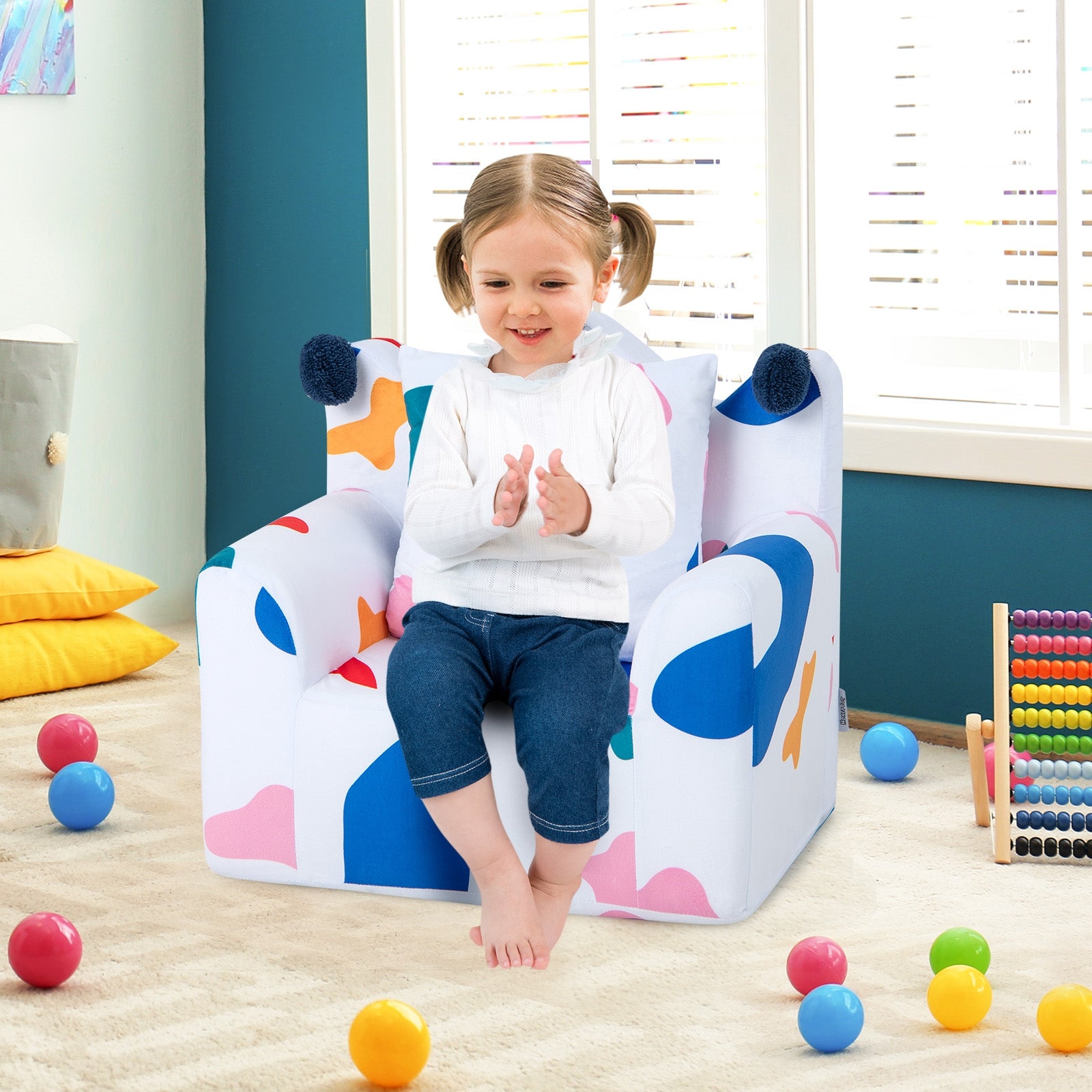 High-density Padding Kids Sofa with Armrest and Extra Pilow, Multicolor Kids Chairs & Seating at Gallery Canada