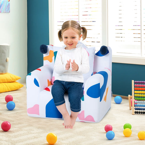High-density Padding Kids Sofa with Armrest and Extra Pilow, Multicolor