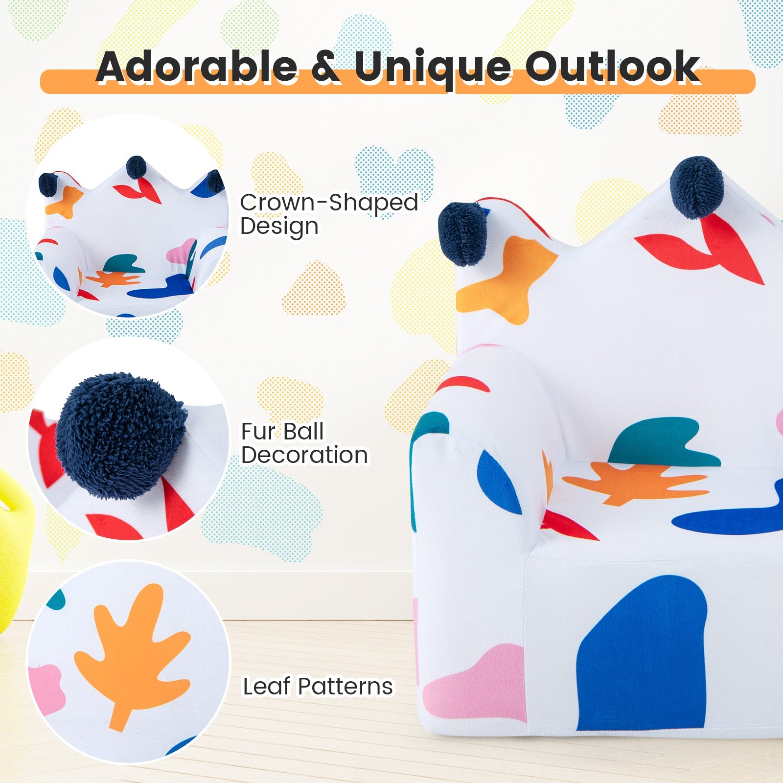 High-density Padding Kids Sofa with Armrest and Extra Pilow, Multicolor Kids Chairs & Seating at Gallery Canada