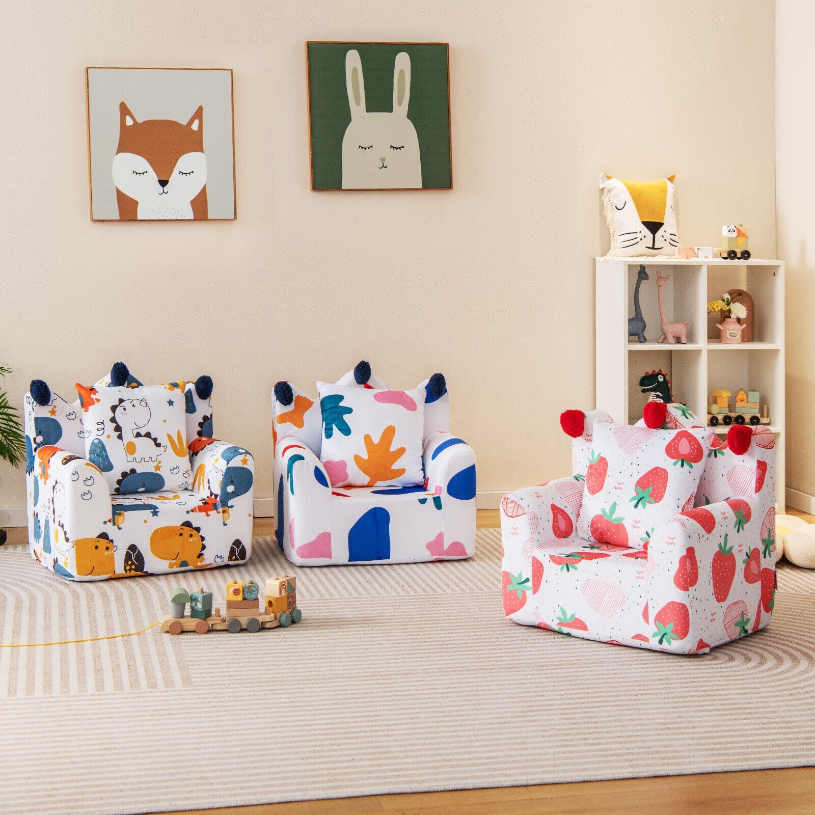 High-density Padding Kids Sofa with Armrest and Extra Pilow, Pink Kids Chairs & Seating at Gallery Canada
