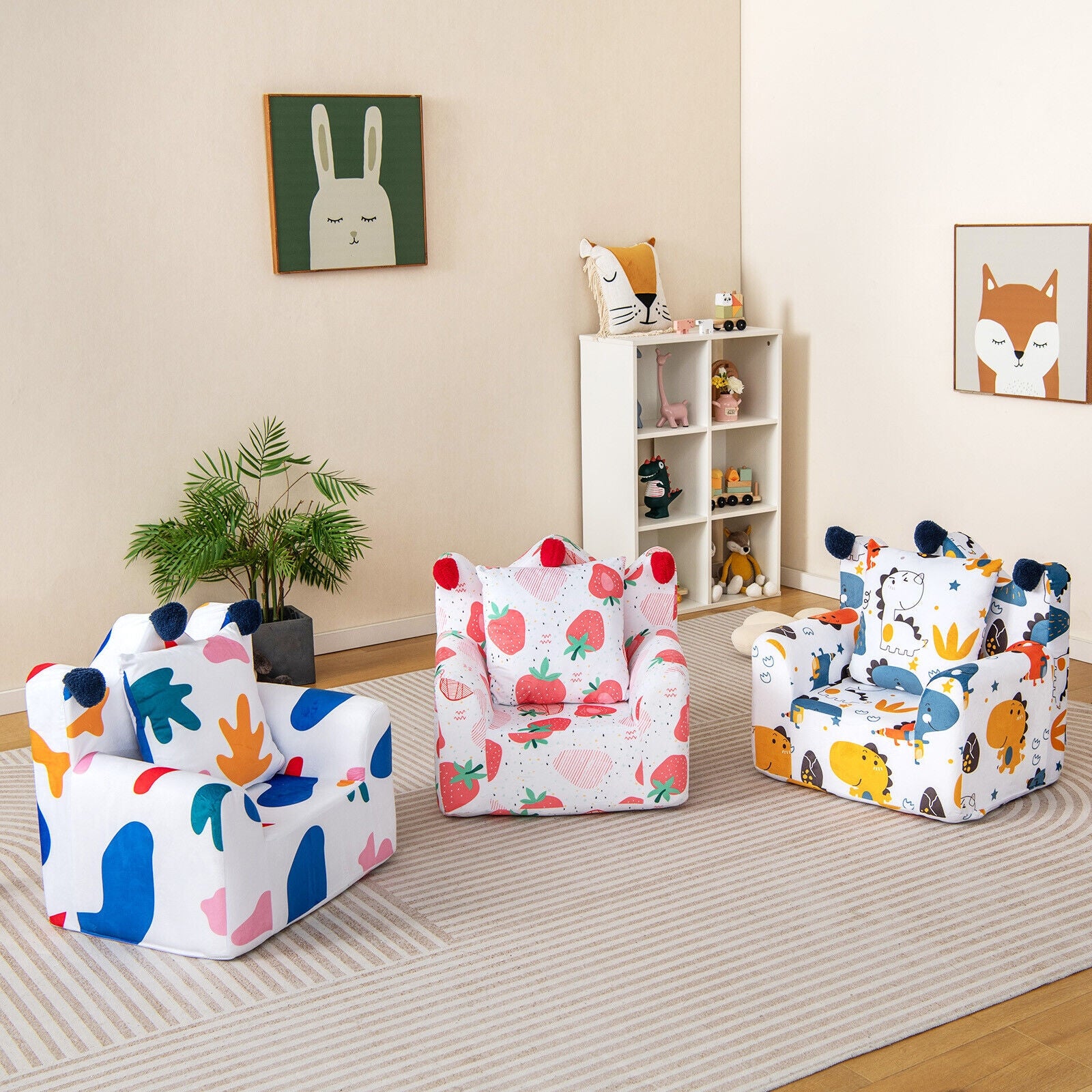 High-density Padding Kids Sofa with Armrest and Extra Pilow, Blue Kids Chairs & Seating at Gallery Canada
