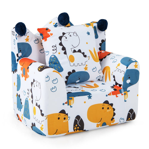 High-density Padding Kids Sofa with Armrest and Extra Pilow, Blue