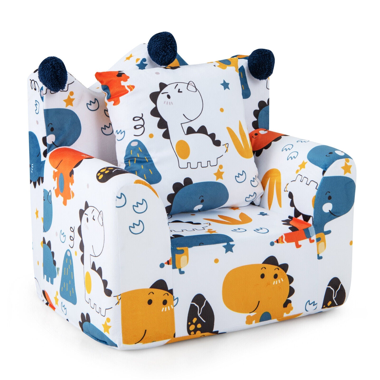 High-density Padding Kids Sofa with Armrest and Extra Pilow, Blue Kids Chairs & Seating Blue at Gallery Canada