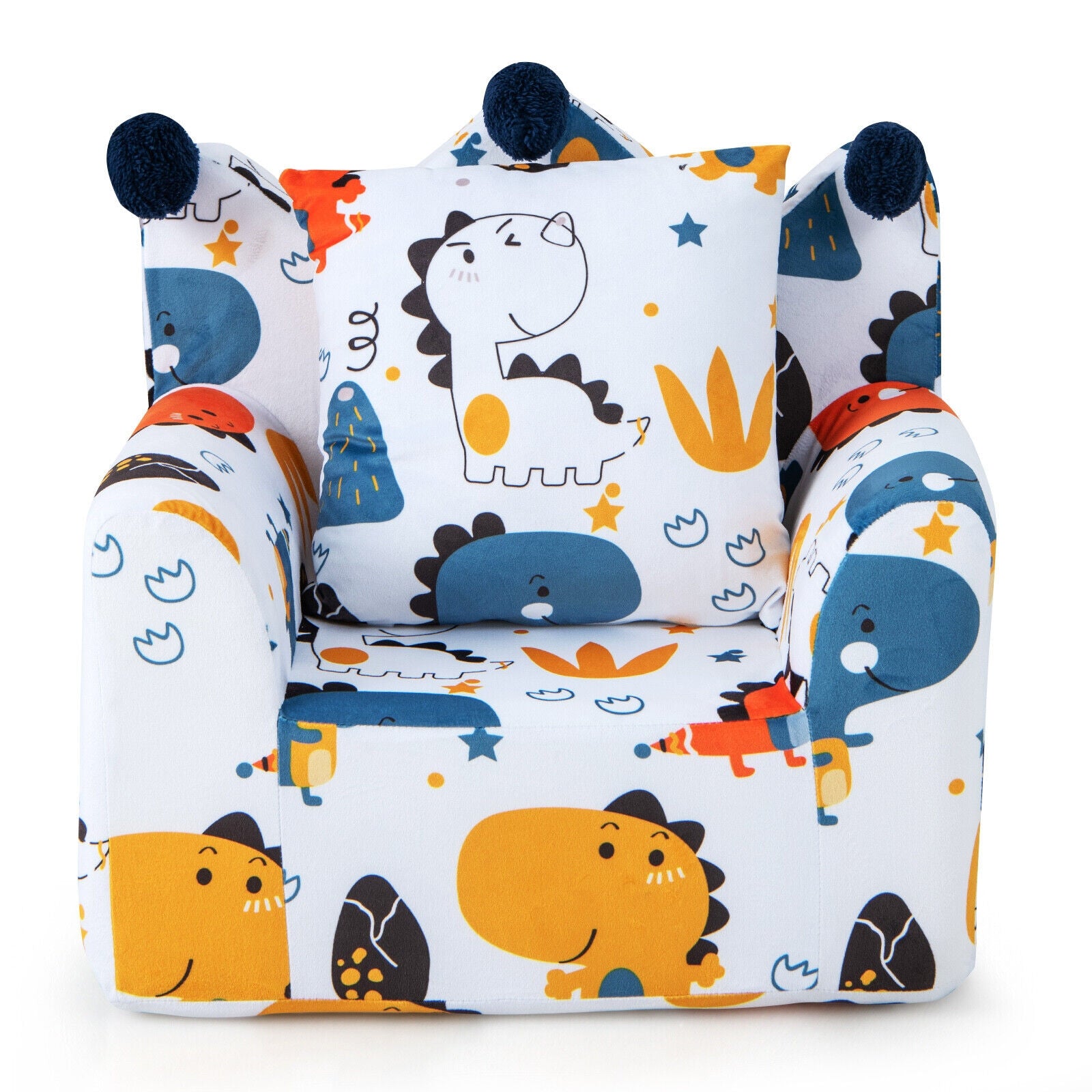 High-density Padding Kids Sofa with Armrest and Extra Pilow, Blue Kids Chairs & Seating at Gallery Canada