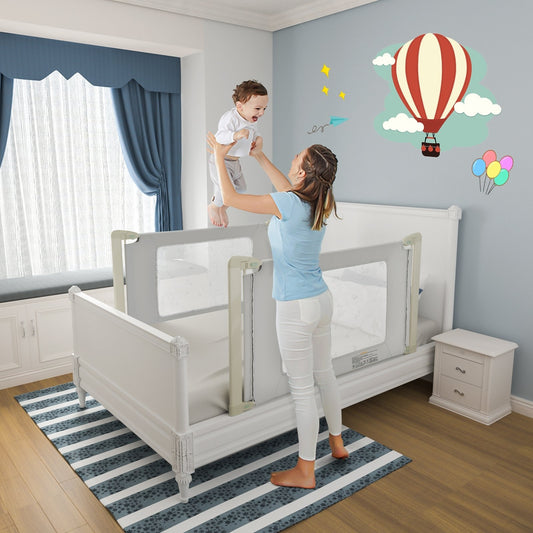 Bed Rail Guard for Toddlers Kid with Adjustable Height and Safety Lock-59 inch, Gray Bed Rails   at Gallery Canada