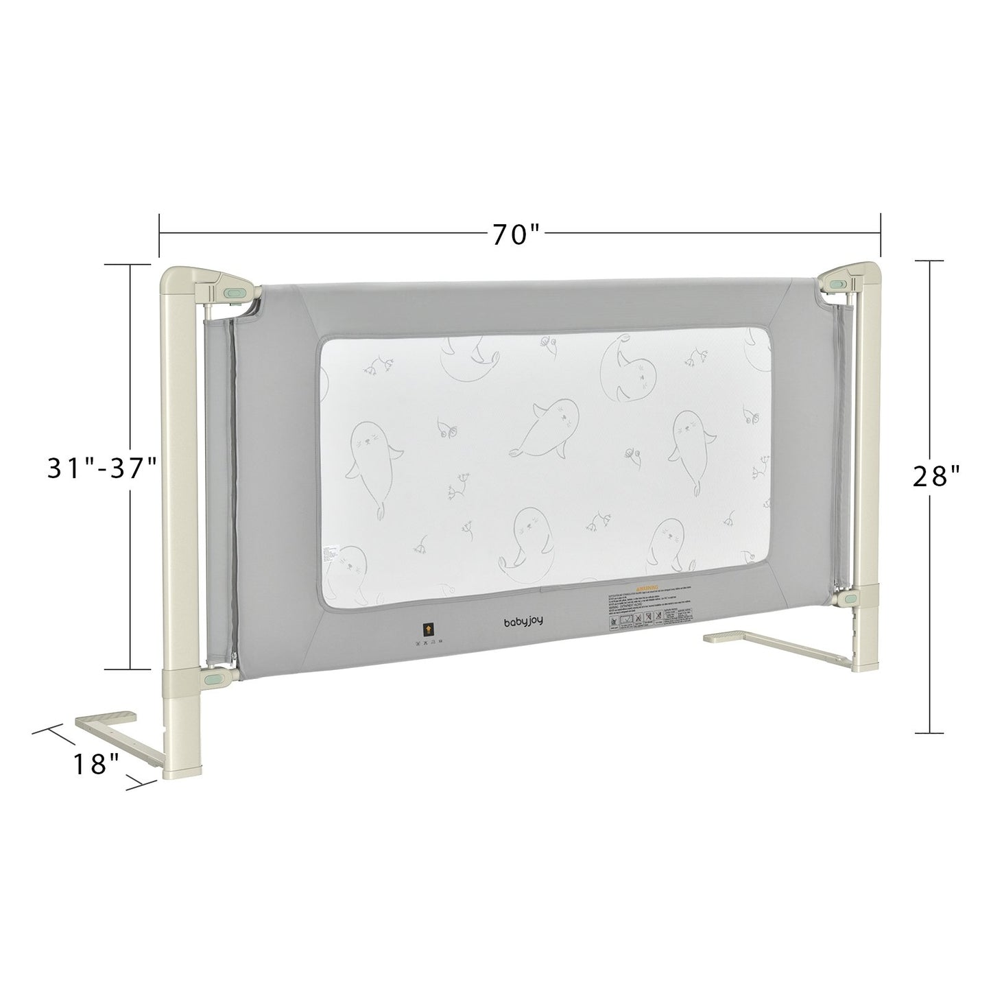 Bed Rail Guard for Toddlers Kid with Adjustable Height and Safety Lock-70 inch, Gray Bed Rails   at Gallery Canada