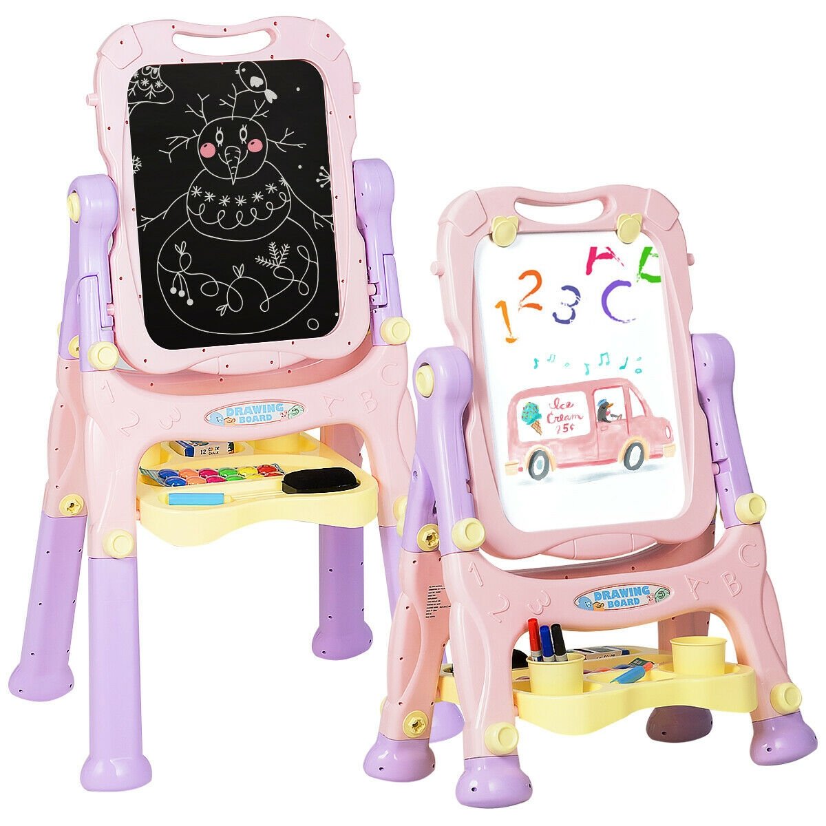 Kids Height Adjustable Double Side Magnetic Art Easel, Purple Art Easels   at Gallery Canada