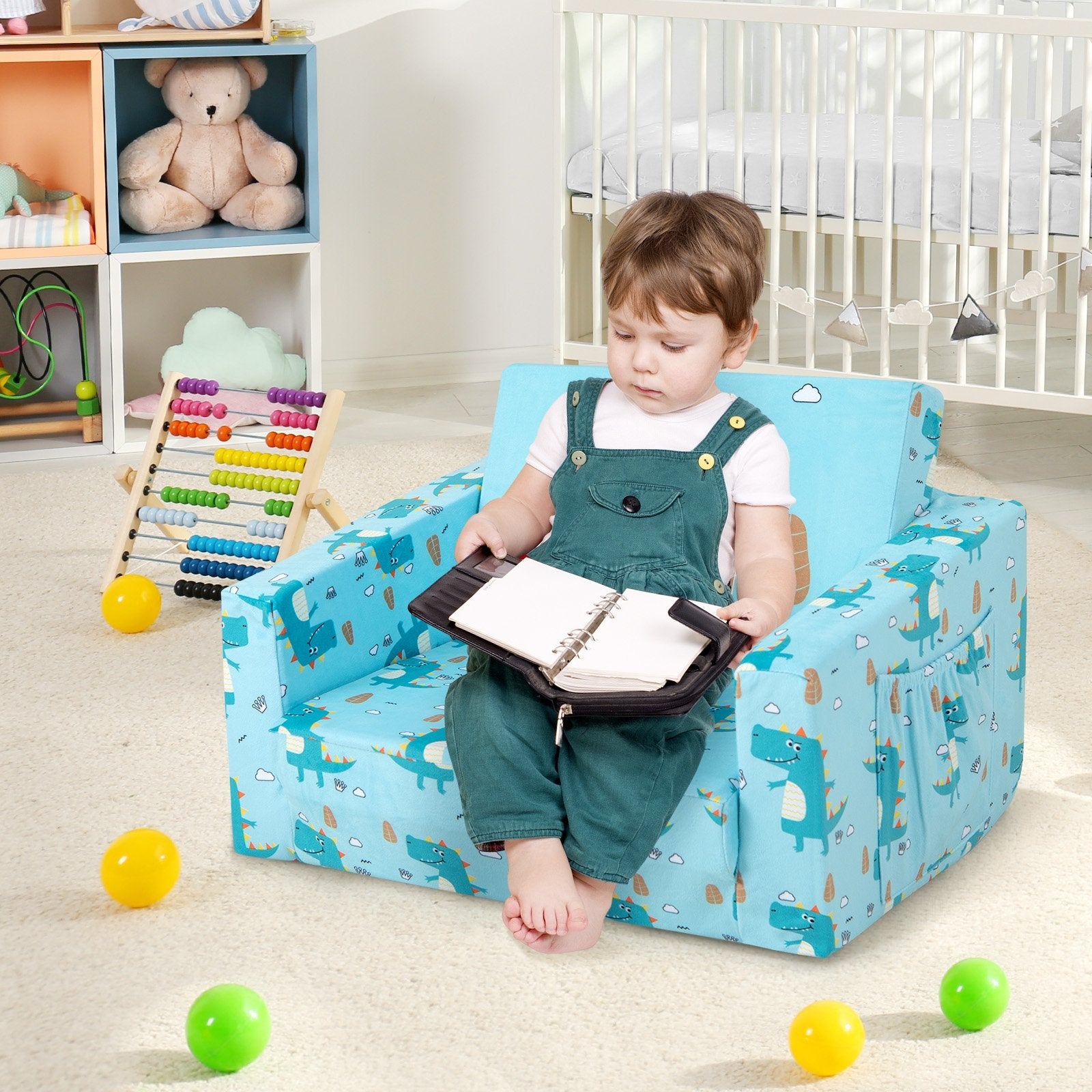 Kids Recliner Sofa Converts to Sleeper Bed for Boys Girls, Blue Kids Chairs & Seating   at Gallery Canada