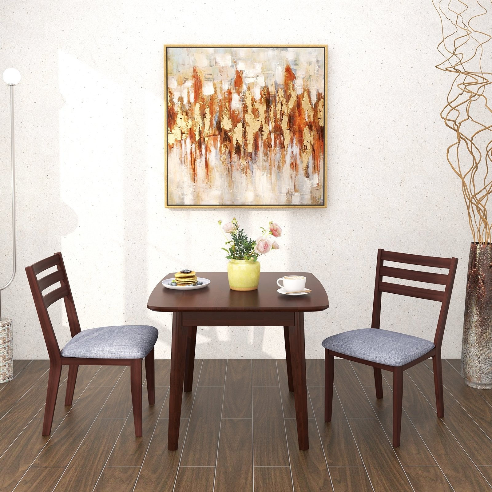 Set of 2 Upholstered Armless Kitchen Chair with Solid Rubber Wood Frame, Coffee Dining Chairs   at Gallery Canada