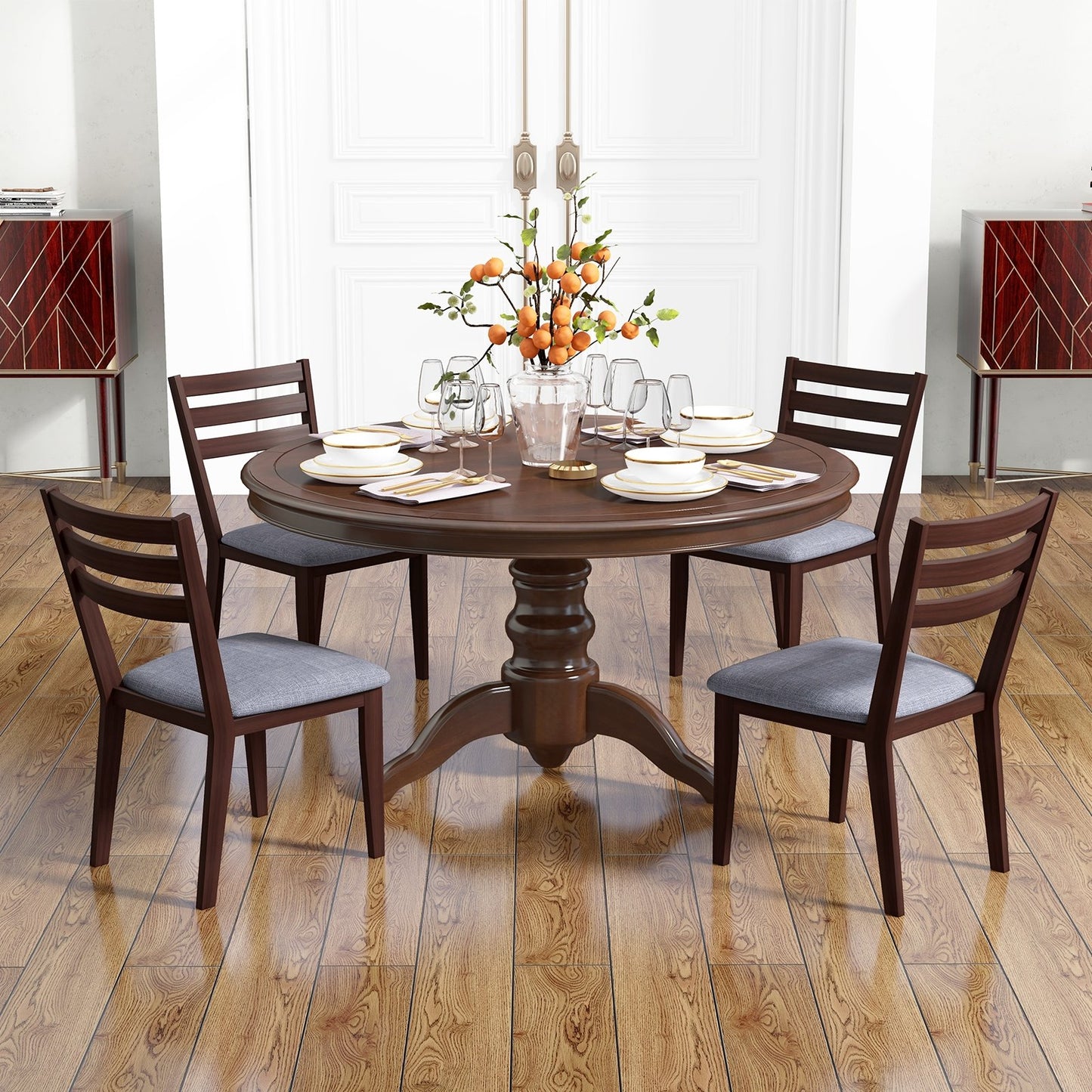 Set of 2 Upholstered Armless Kitchen Chair with Solid Rubber Wood Frame, Coffee Dining Chairs   at Gallery Canada