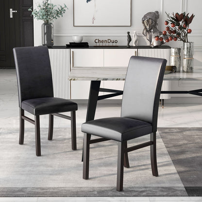 Upholstered Dining Chairs Set of 2 with Solid Rubber Wood Legs, Black Dining Chairs   at Gallery Canada