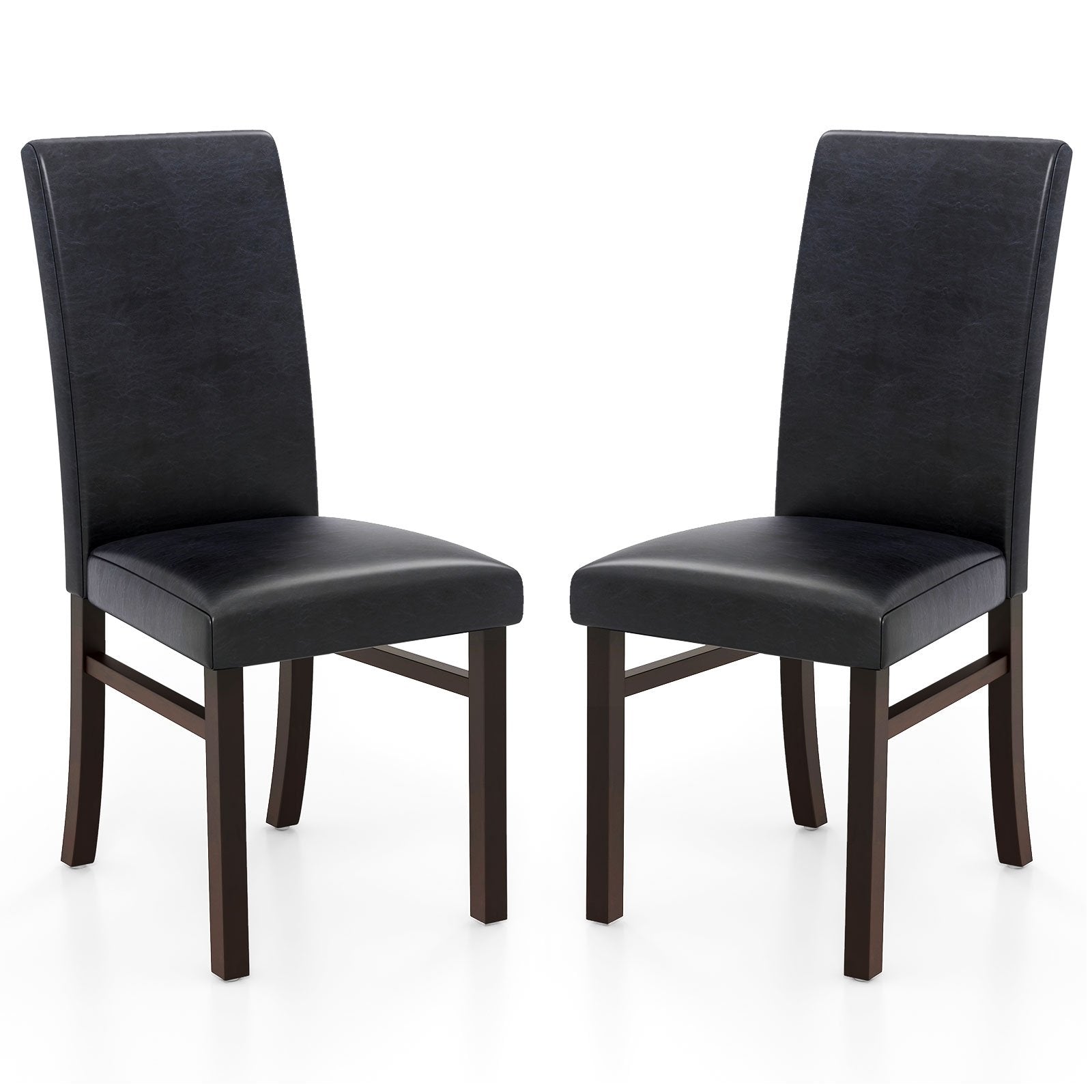 Upholstered Dining Chairs Set of 2 with Solid Rubber Wood Legs, Black Dining Chairs   at Gallery Canada