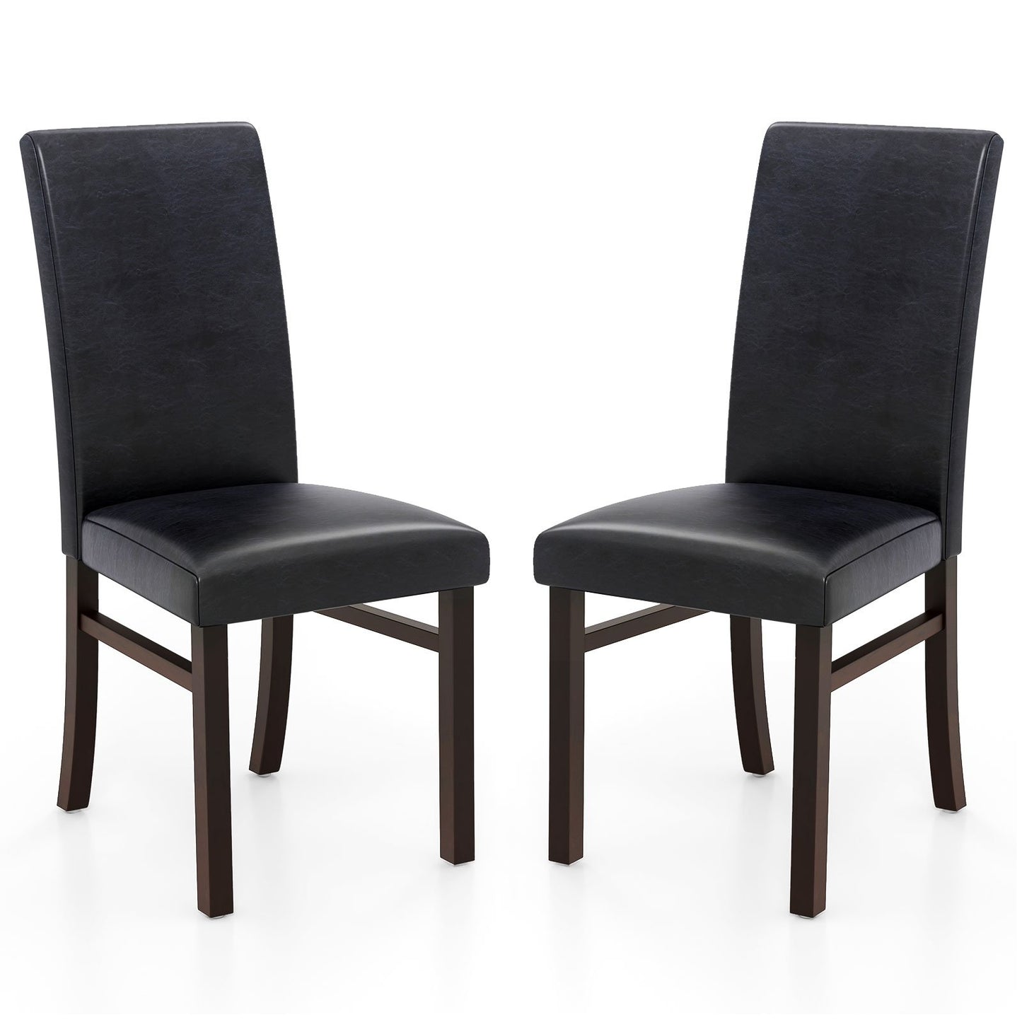 Upholstered Dining Chairs Set of 2 with Solid Rubber Wood Legs, Black Dining Chairs   at Gallery Canada