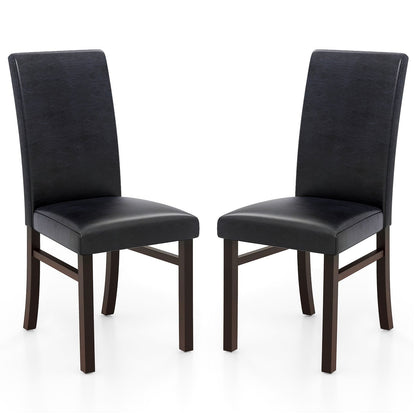 Upholstered Dining Chairs Set of 2 with Solid Rubber Wood Legs, Black Dining Chairs   at Gallery Canada