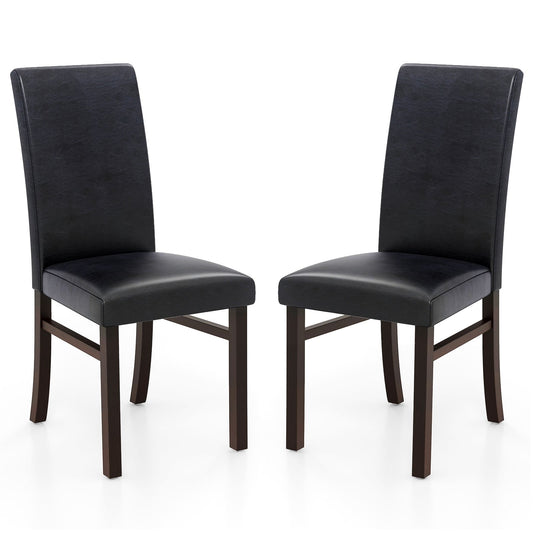 Upholstered Dining Chairs Set of 2 with Solid Rubber Wood Legs, Black Dining Chairs   at Gallery Canada