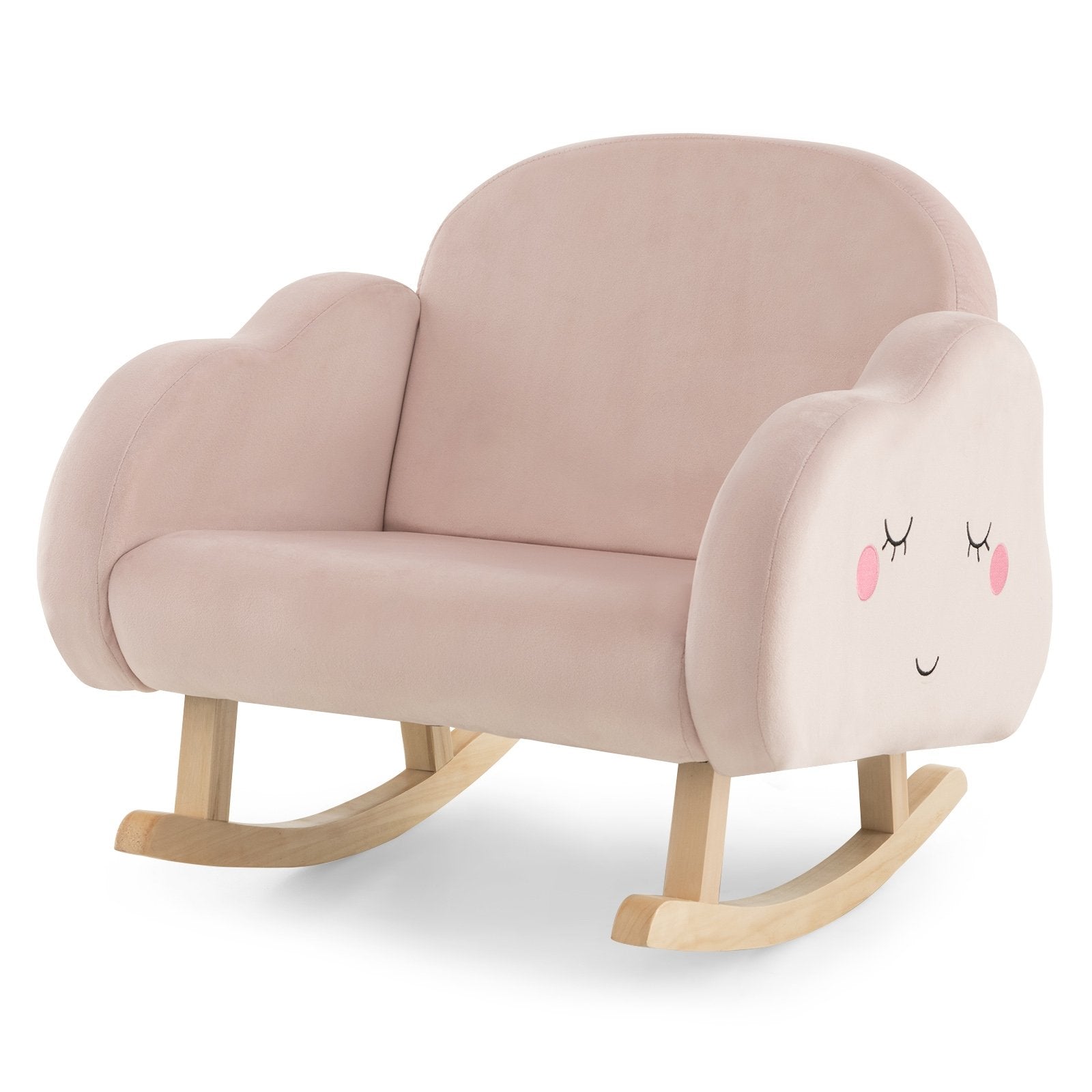 Upholstered Toddler Rocker with Solid Wood Legs and Non-slip Foot Pads, Pink Kids Chairs & Seating   at Gallery Canada