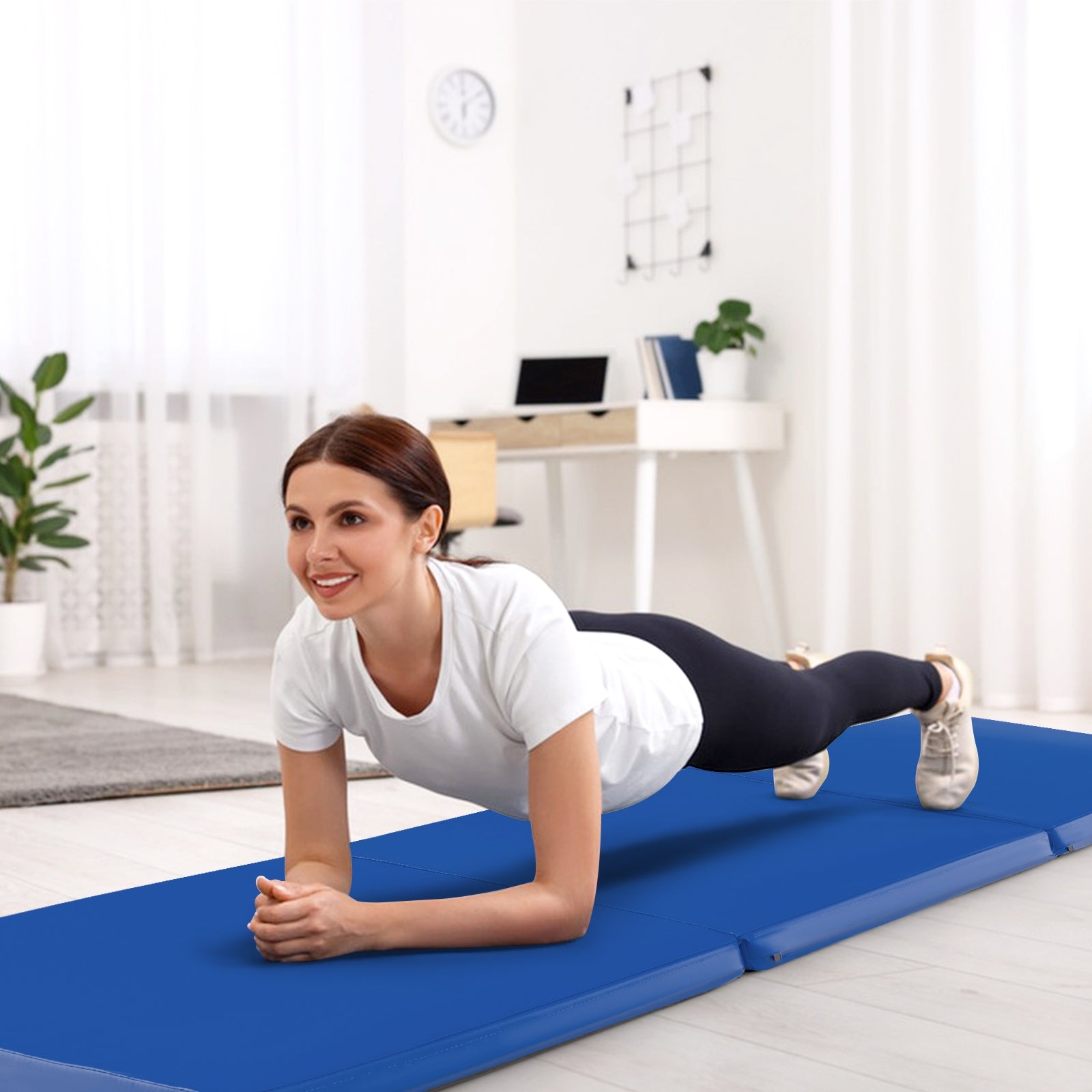 6 x 2 FT Tri-Fold Gym Mat with Handles and Removable Zippered Cover, Dark Blue Yoga & Gym Mats at Gallery Canada