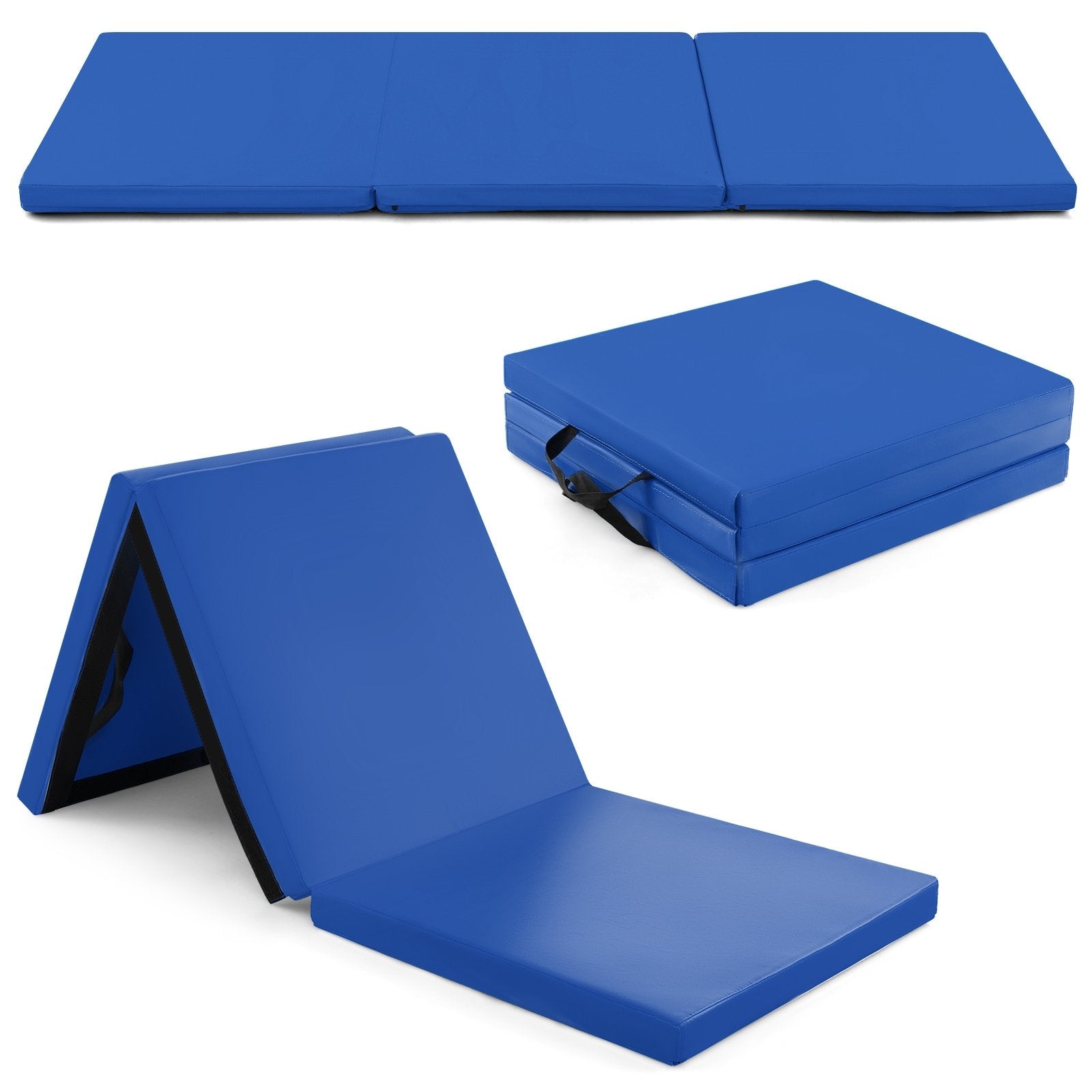 6 x 2 FT Tri-Fold Gym Mat with Handles and Removable Zippered Cover, Dark Blue Yoga & Gym Mats Dark Blue  at Gallery Canada