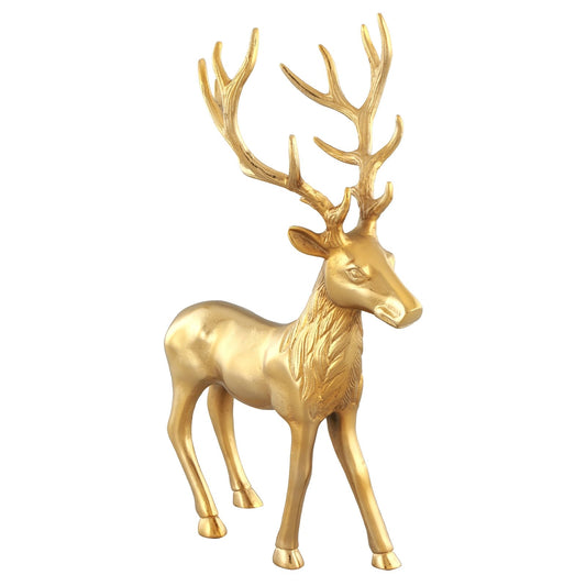 Standing Reindeer Statue Aluminum Deer Sculpture for Indoors Christmas Decor, Golden Christmas Decor & Accessories   at Gallery Canada