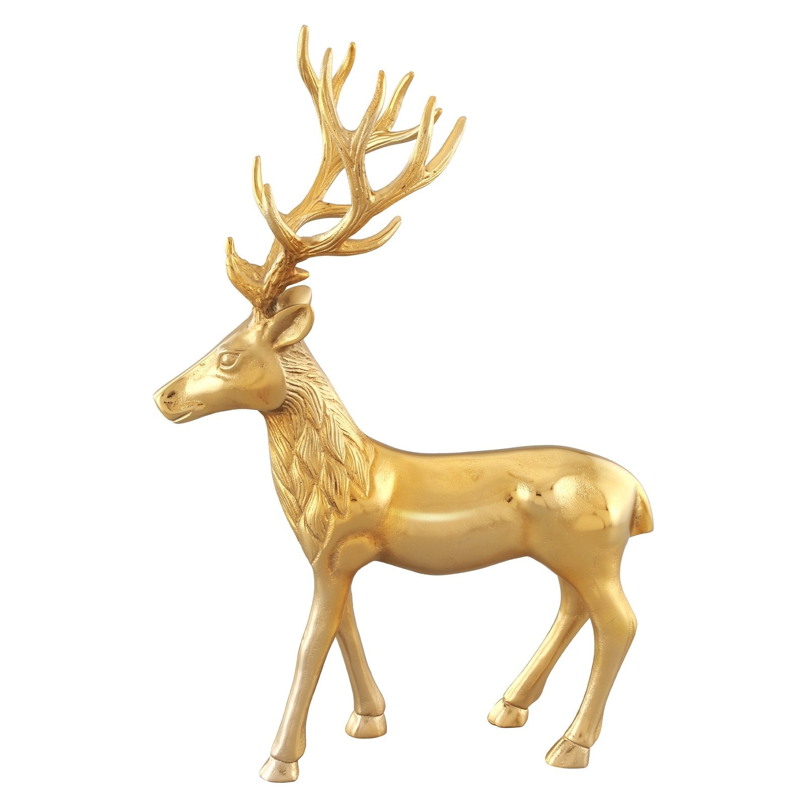 Standing Reindeer Statue Aluminum Deer Sculpture for Indoors Christmas Decor, Golden Christmas Decor & Accessories   at Gallery Canada