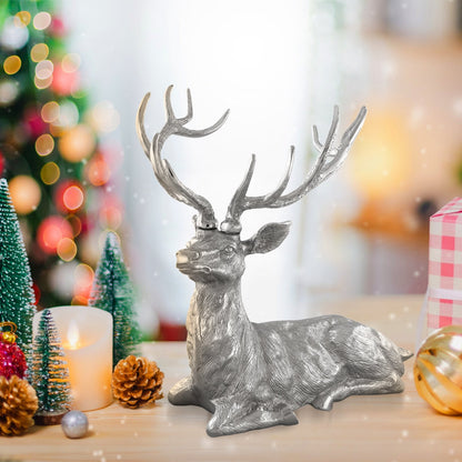 Standing Reindeer Statue Aluminum Deer Sculpture for Indoors Christmas Decor, Silver Christmas Decor & Accessories   at Gallery Canada