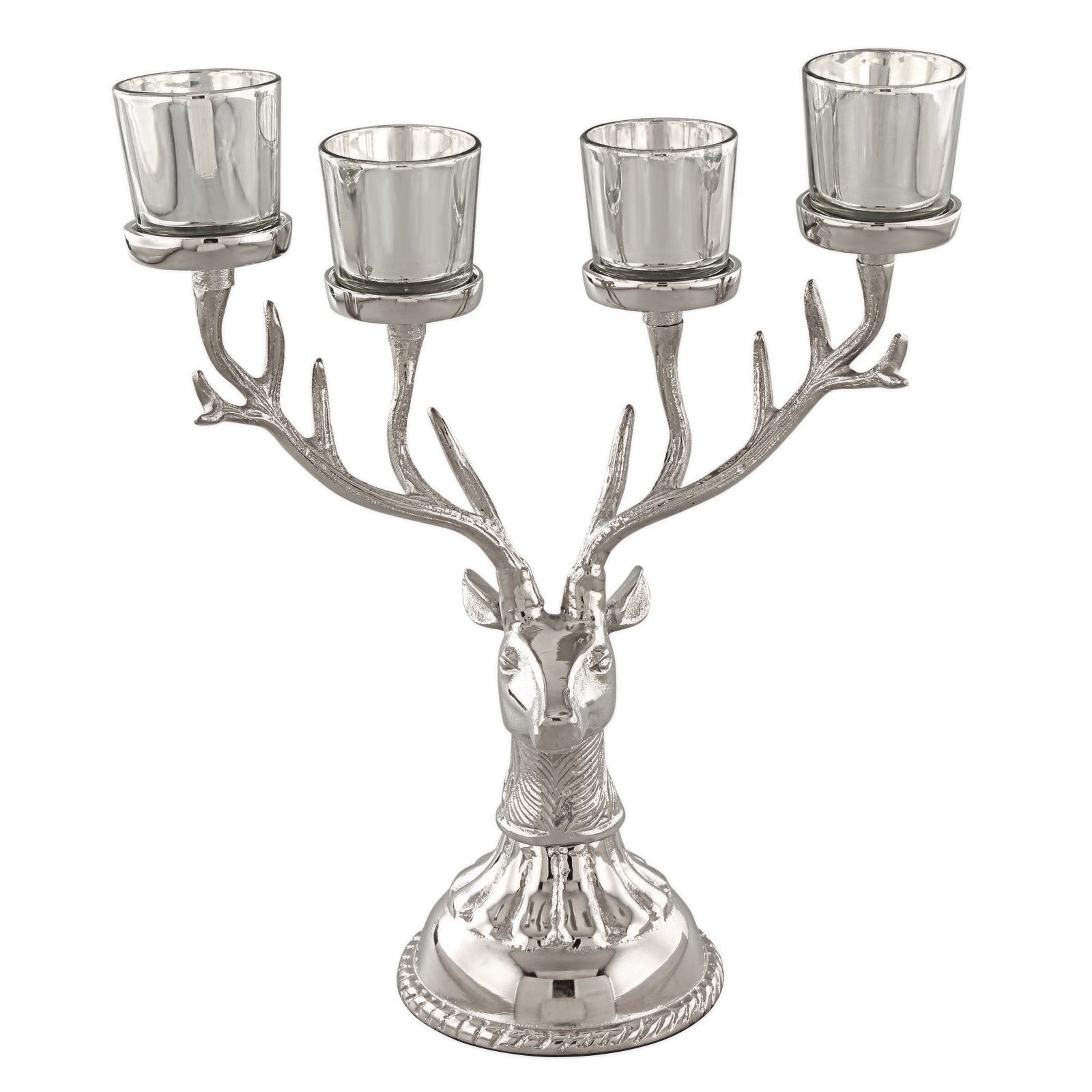 Reindeer Candle Holder Christmas Ornament for 4 Candles Aluminum Decoration, Silver Christmas Decor & Accessories   at Gallery Canada