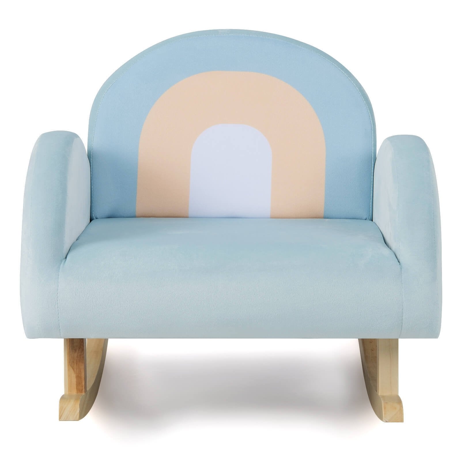 Toddler Rocking Chair with Solid Rubber Wood Frame Soft Velvet Cover, Blue Kids Chairs & Seating   at Gallery Canada