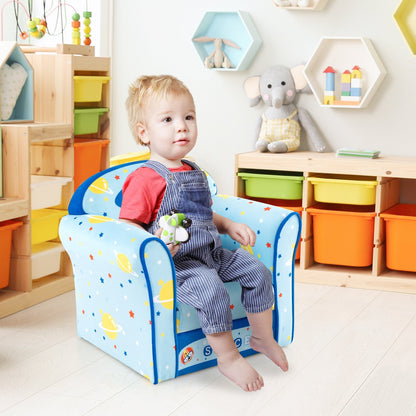 Toddlers Sofa Chair with Velvet Fabric Cover High Density Sponge Filling, Blue Kids Chairs & Seating   at Gallery Canada