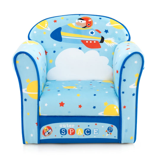 Toddlers Sofa Chair with Velvet Fabric Cover High Density Sponge Filling, Blue Kids Chairs & Seating   at Gallery Canada