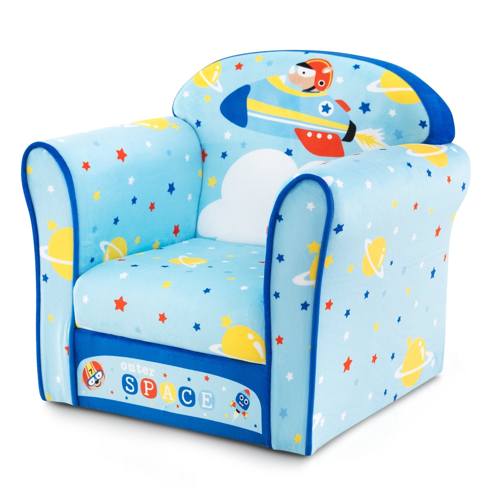 Toddlers Sofa Chair with Velvet Fabric Cover High Density Sponge Filling, Blue Kids Chairs & Seating   at Gallery Canada