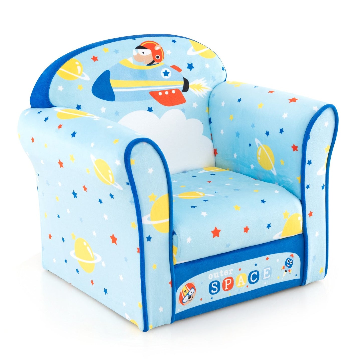 Toddlers Sofa Chair with Velvet Fabric Cover High Density Sponge Filling, Blue Kids Chairs & Seating   at Gallery Canada