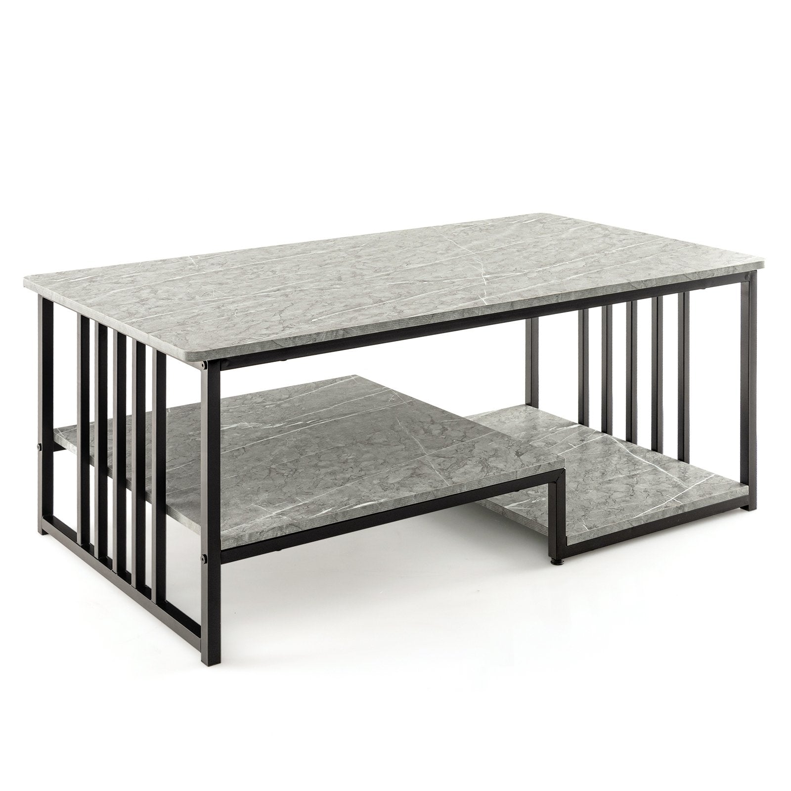 Faux Marble Coffee Table with Open Storage Shelf, Gray Coffee Tables   at Gallery Canada