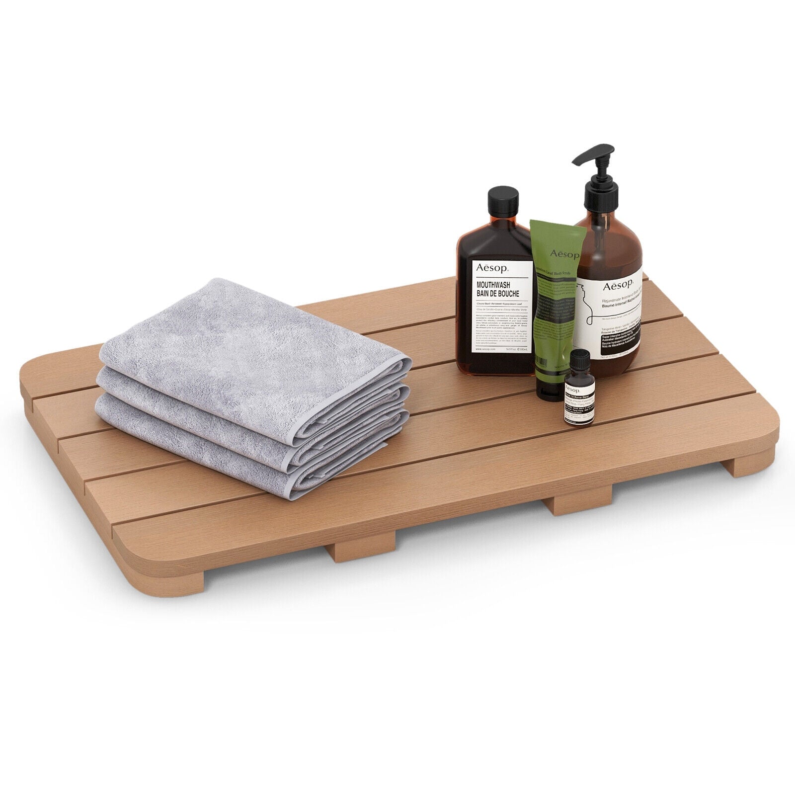 Waterproof HIPS Spa Shower Mat for Bathroom with Non Slip Foot Pads, Brown Bath Safety   at Gallery Canada