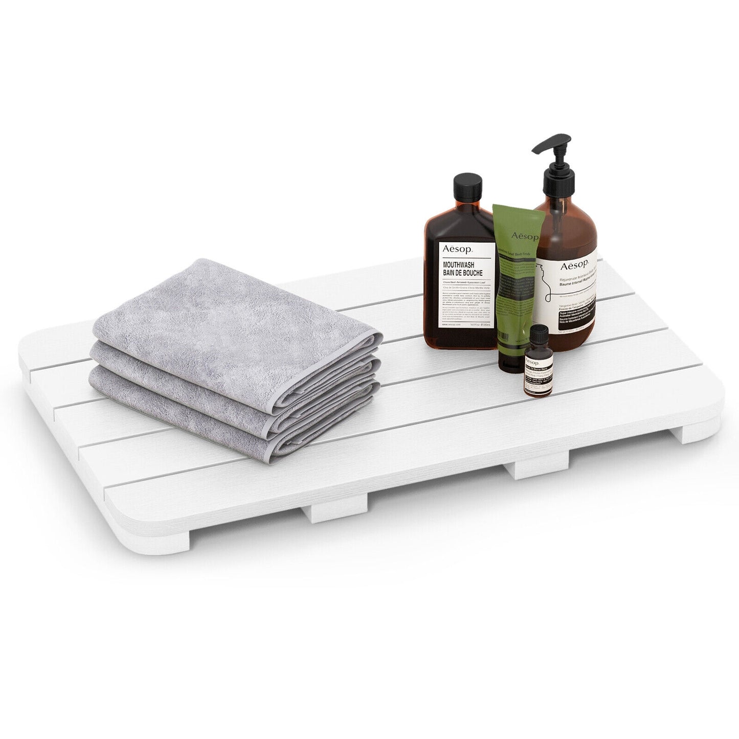 Waterproof HIPS Spa Shower Mat for Bathroom with Non Slip Foot Pads, White Bath Safety   at Gallery Canada