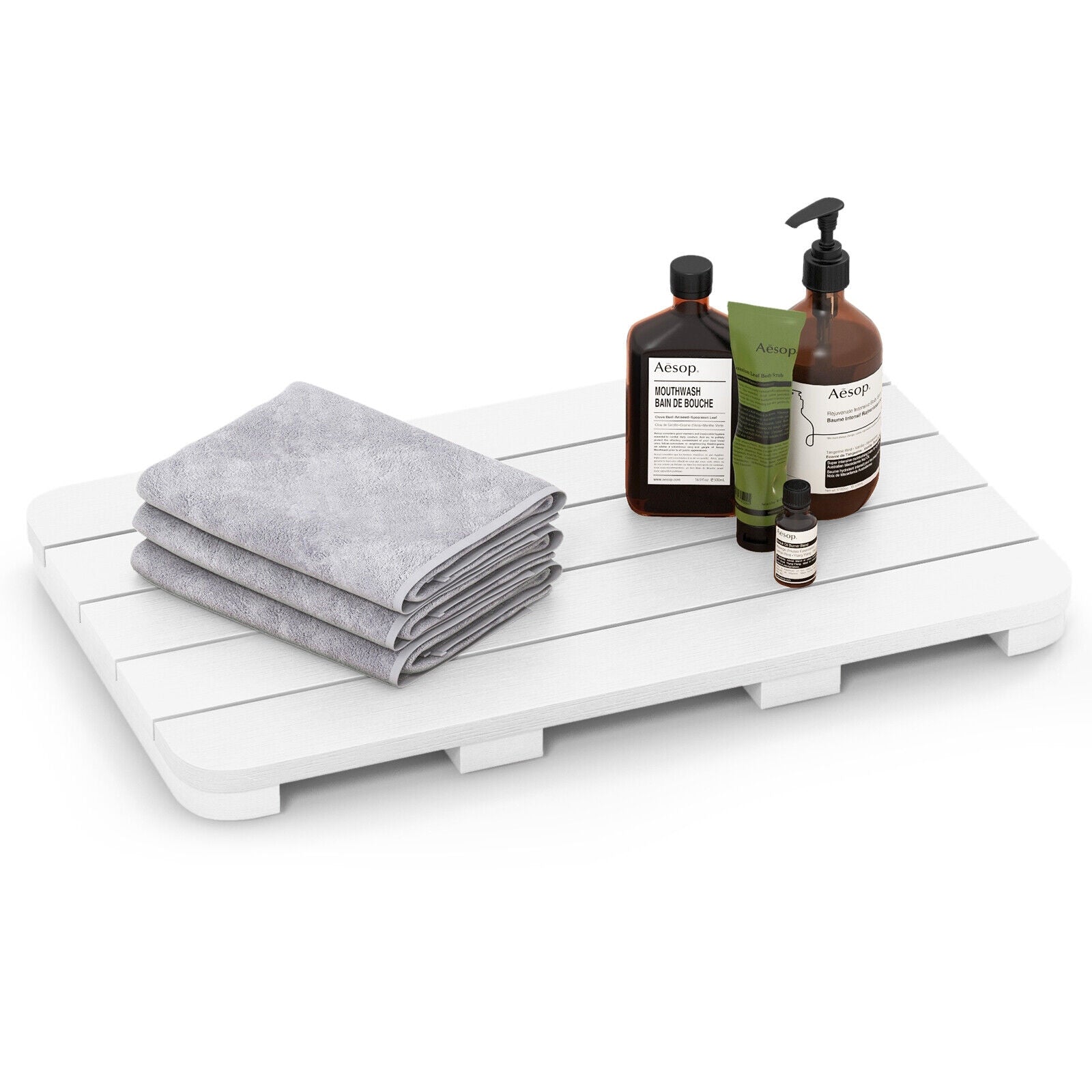 Waterproof HIPS Spa Shower Mat for Bathroom with Non Slip Foot Pads, White Bath Safety at Gallery Canada