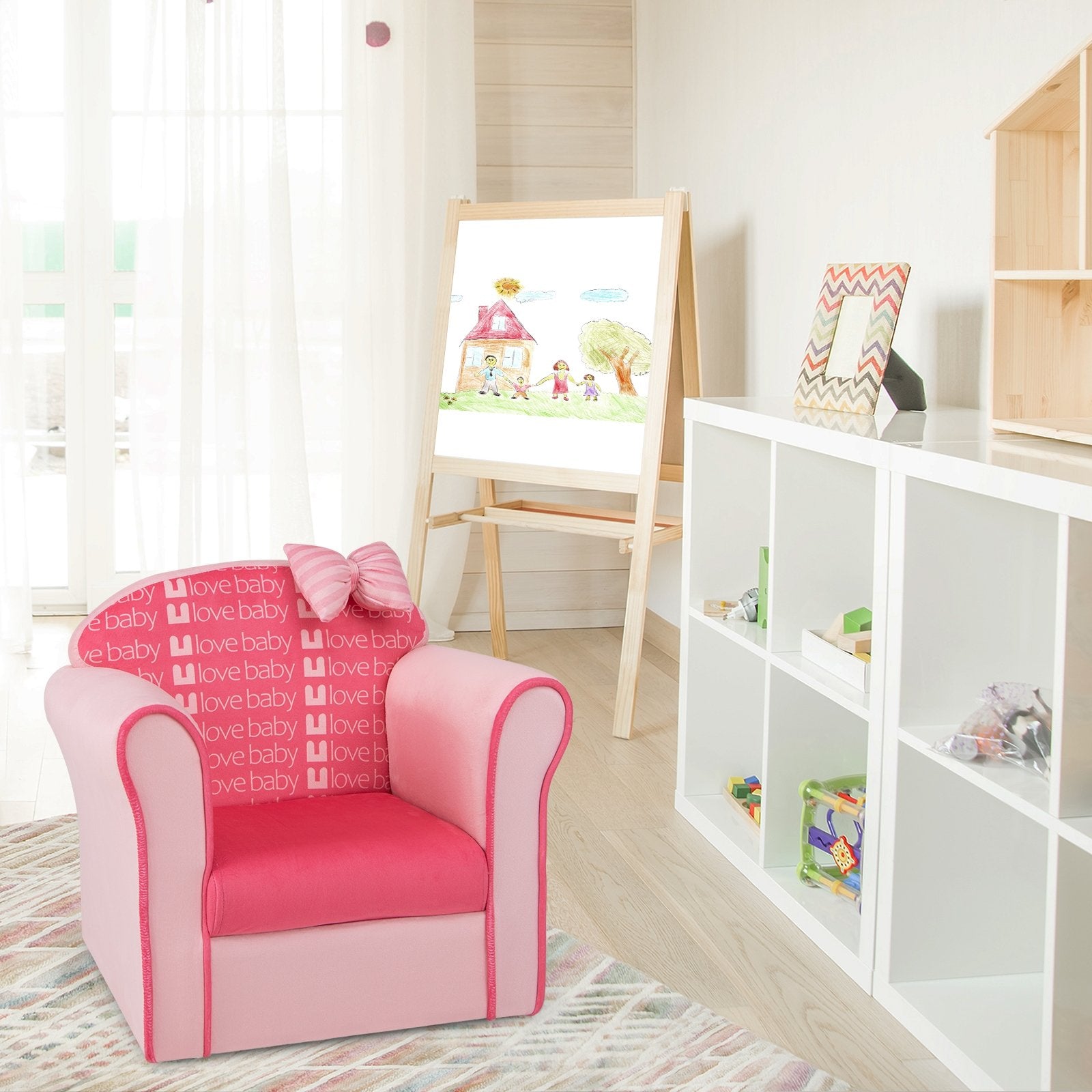 Original Kids Sofa with Armrest and Thick Cushion, Pink Kids Chairs & Seating   at Gallery Canada