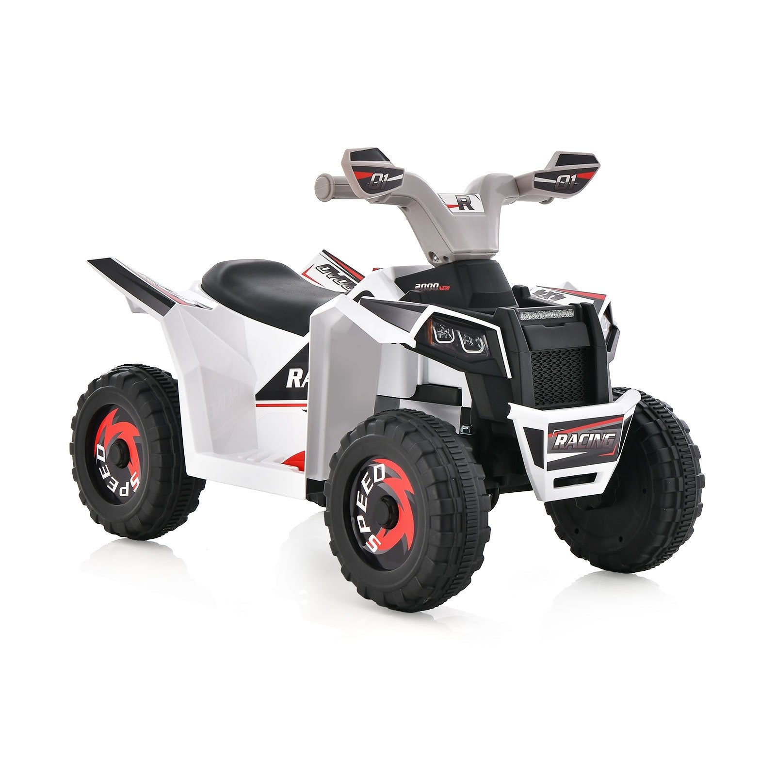 Kids Ride on ATV 4 Wheeler Quad Toy Car with Direction Control, White Powered Ride On Toys   at Gallery Canada