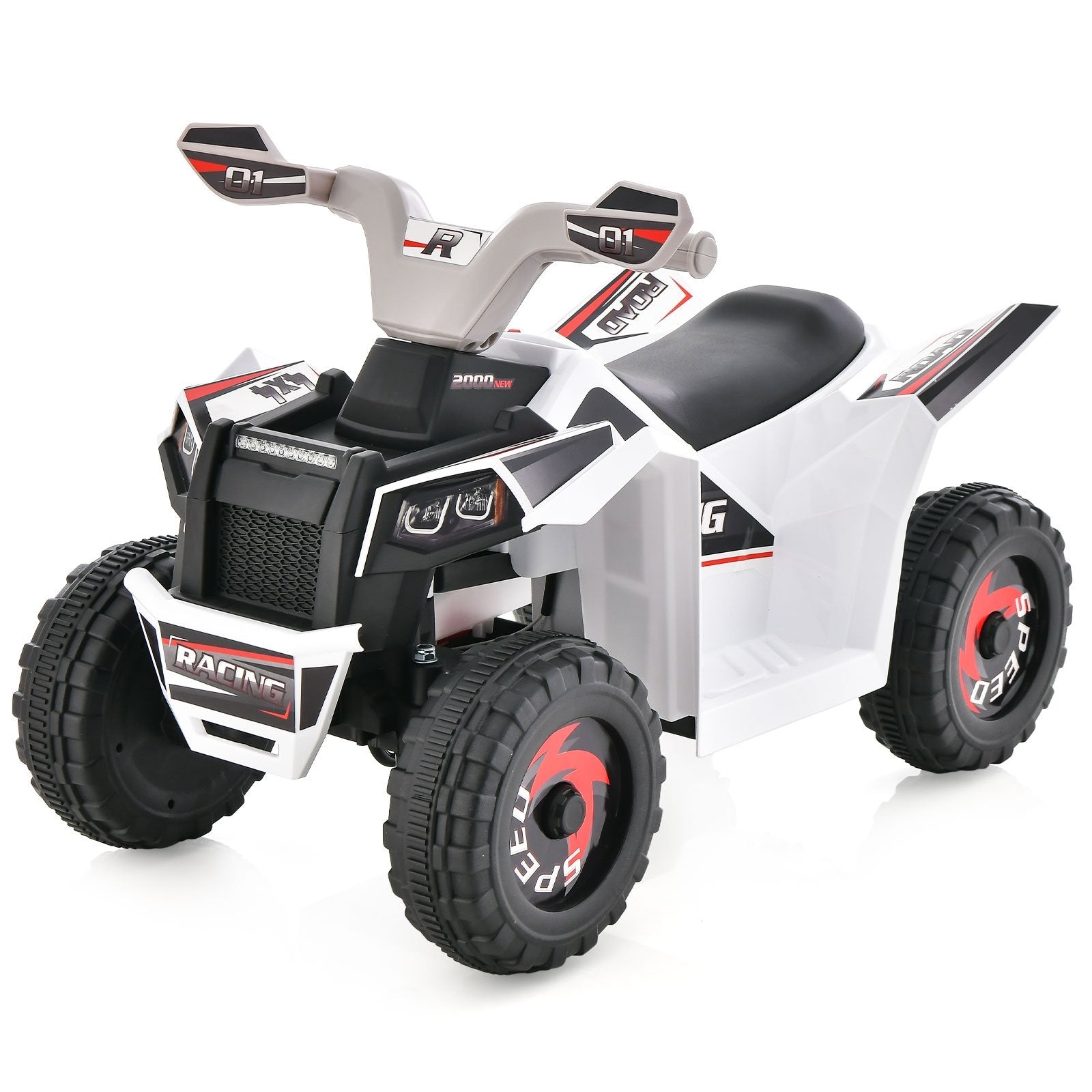 Kids Ride on ATV 4 Wheeler Quad Toy Car with Direction Control, White Powered Ride On Toys   at Gallery Canada