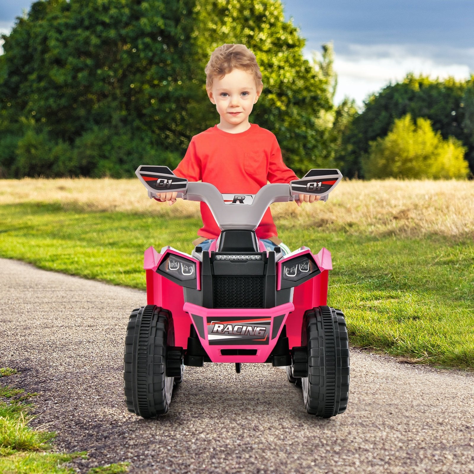 Kids Ride on ATV 4 Wheeler Quad Toy Car with Direction Control, Pink Powered Ride On Toys   at Gallery Canada