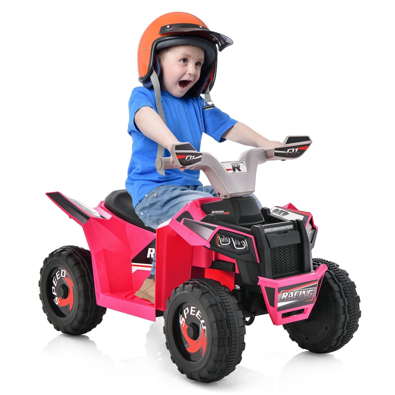 Kids Ride on ATV 4 Wheeler Quad Toy Car with Direction Control, Pink Powered Ride On Toys   at Gallery Canada