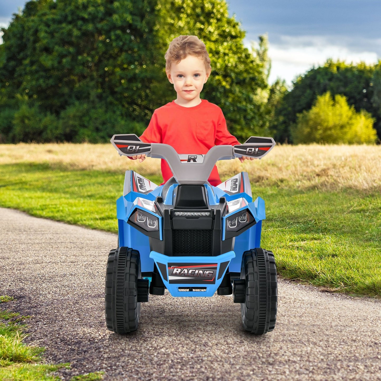 Kids Ride on ATV 4 Wheeler Quad Toy Car with Direction Control, Blue Powered Ride On Toys   at Gallery Canada