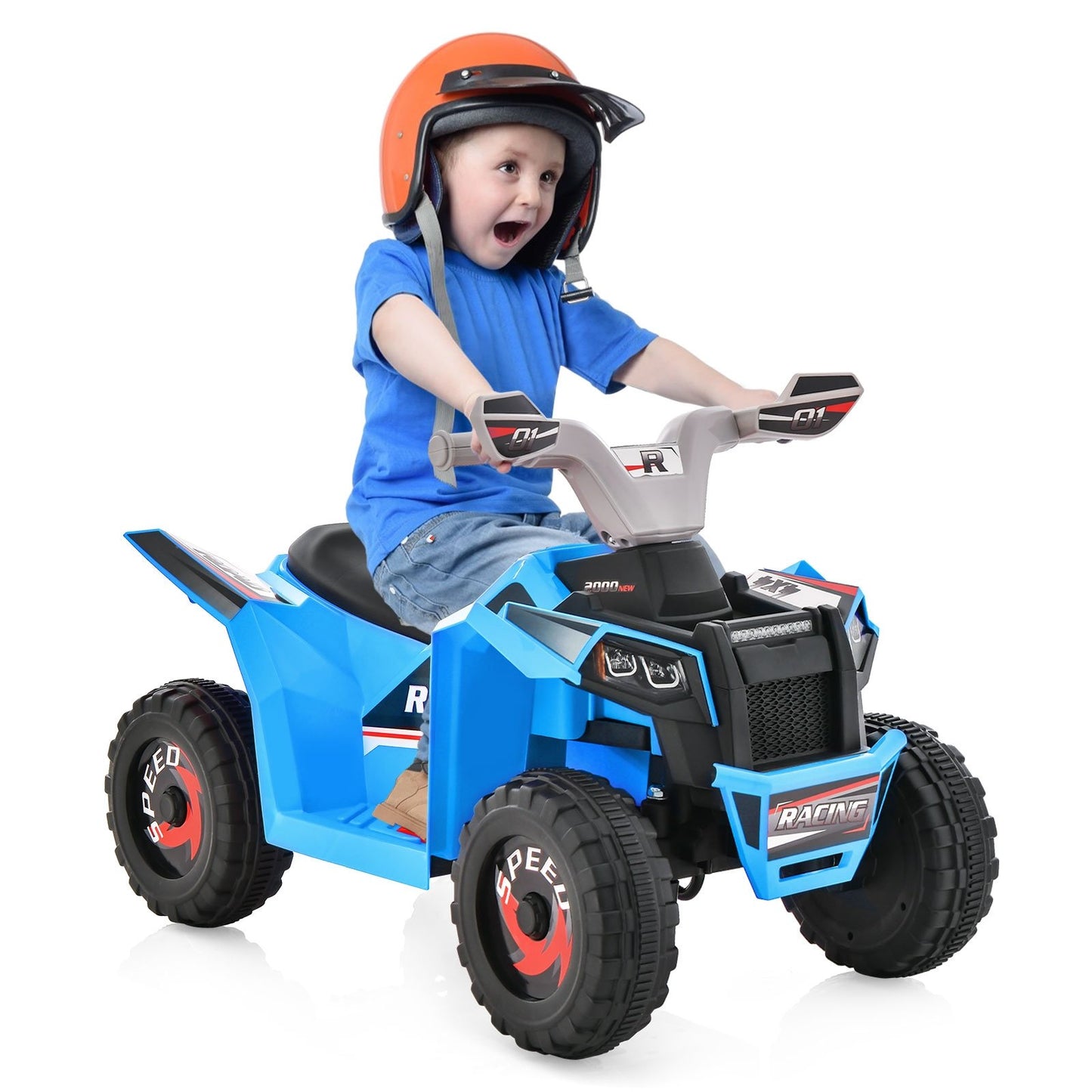 Kids Ride on ATV 4 Wheeler Quad Toy Car with Direction Control, Blue Powered Ride On Toys   at Gallery Canada