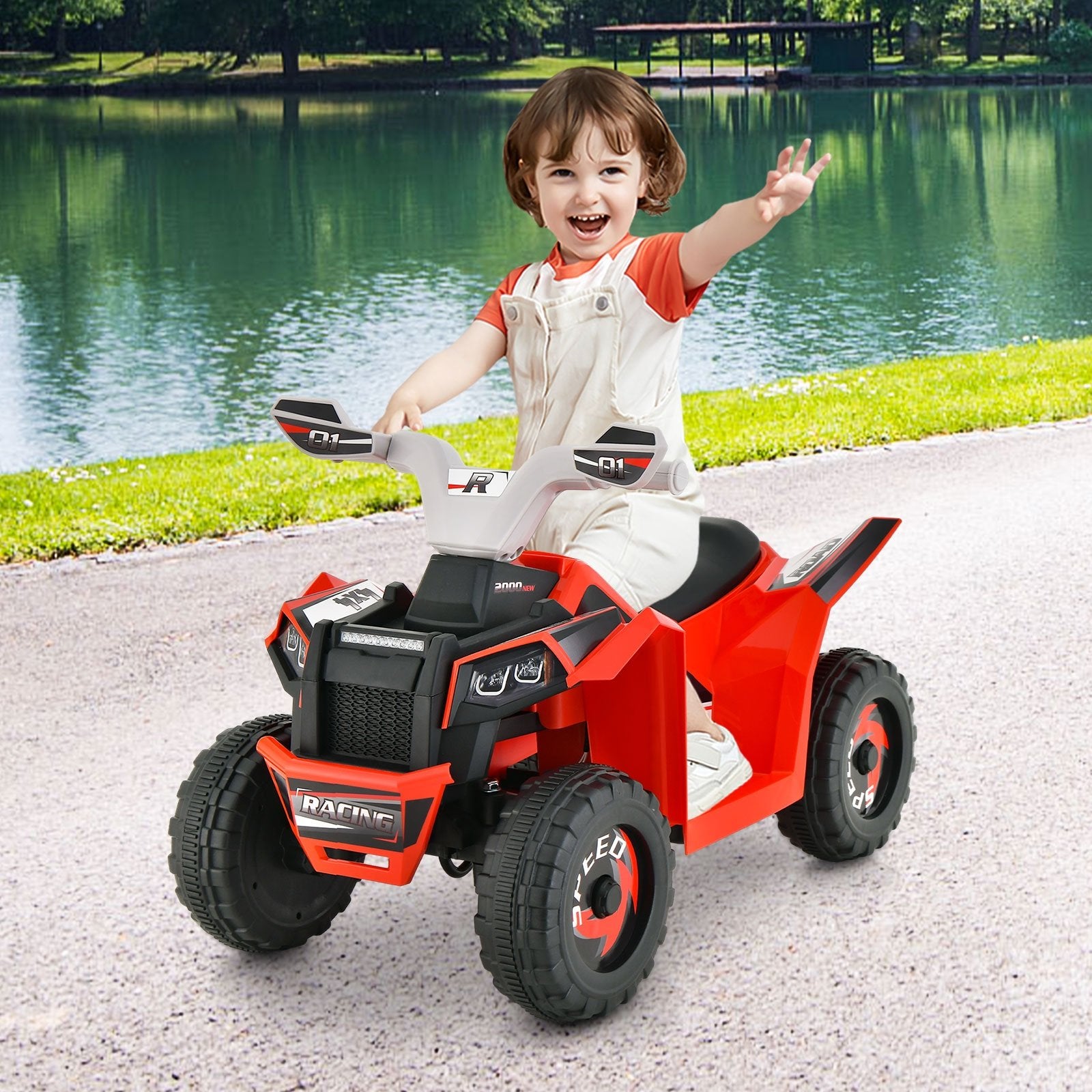 Kids Ride on ATV 4 Wheeler Quad Toy Car with Direction Control, Red Powered Ride On Toys   at Gallery Canada