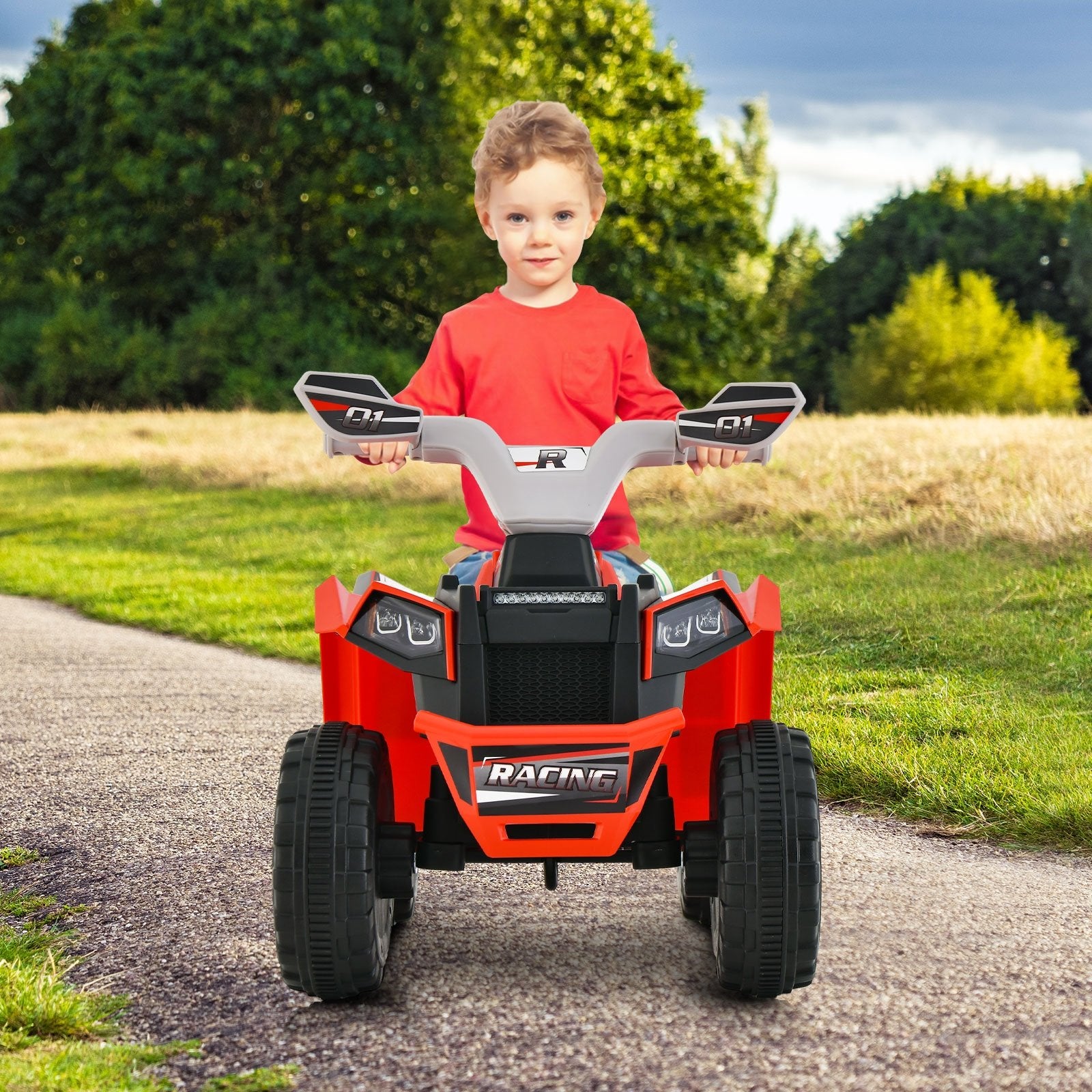 Kids Ride on ATV 4 Wheeler Quad Toy Car with Direction Control, Red Powered Ride On Toys   at Gallery Canada