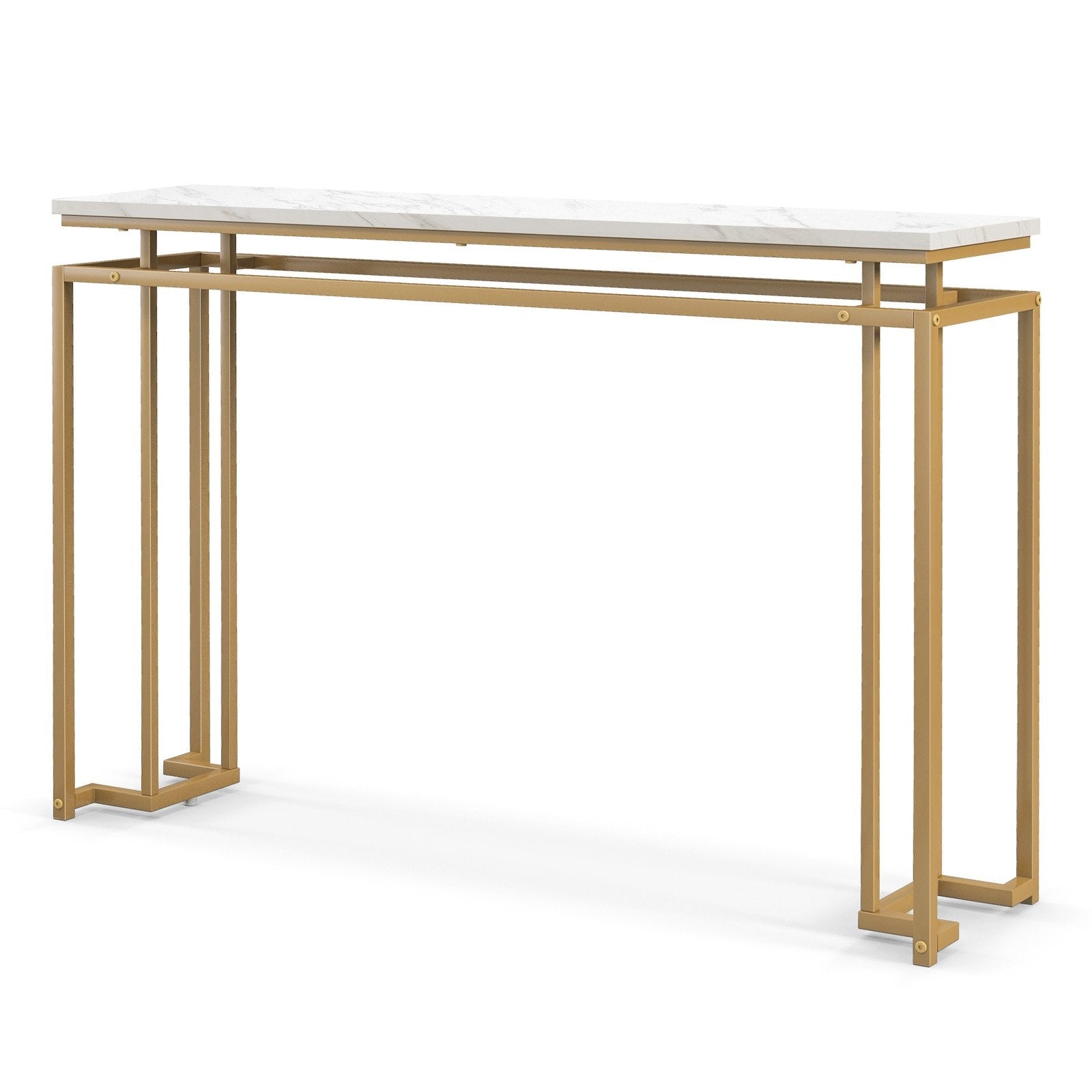 Modern Entryway Table with Gold Heavy-duty Metal Frame and Anti-toppling Kit for Living Room, White Console Tables   at Gallery Canada