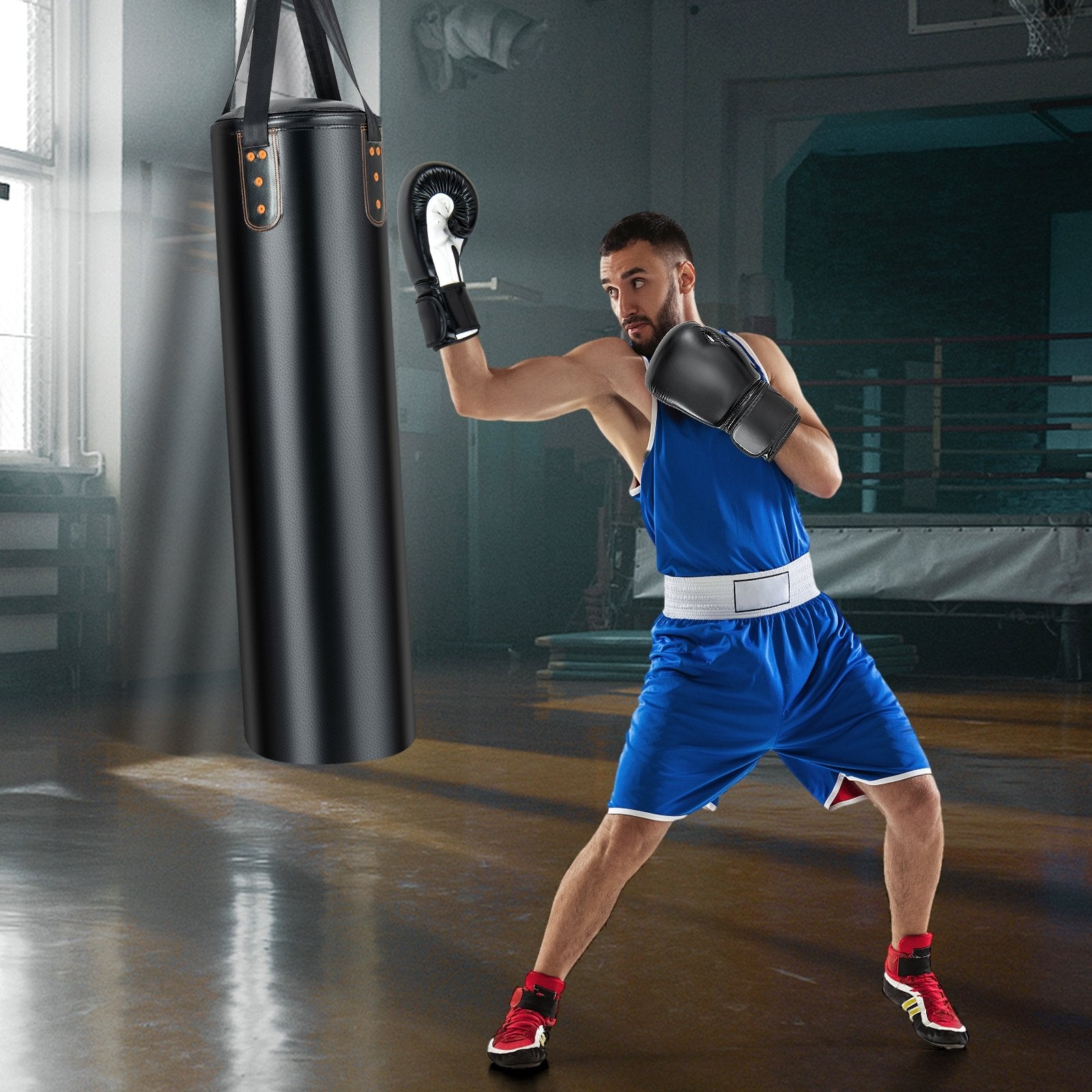 4-In-1 Hanging Punching Bag Set with Punching Gloves and Ceiling Hook, Black Boxing & Martial Arts   at Gallery Canada