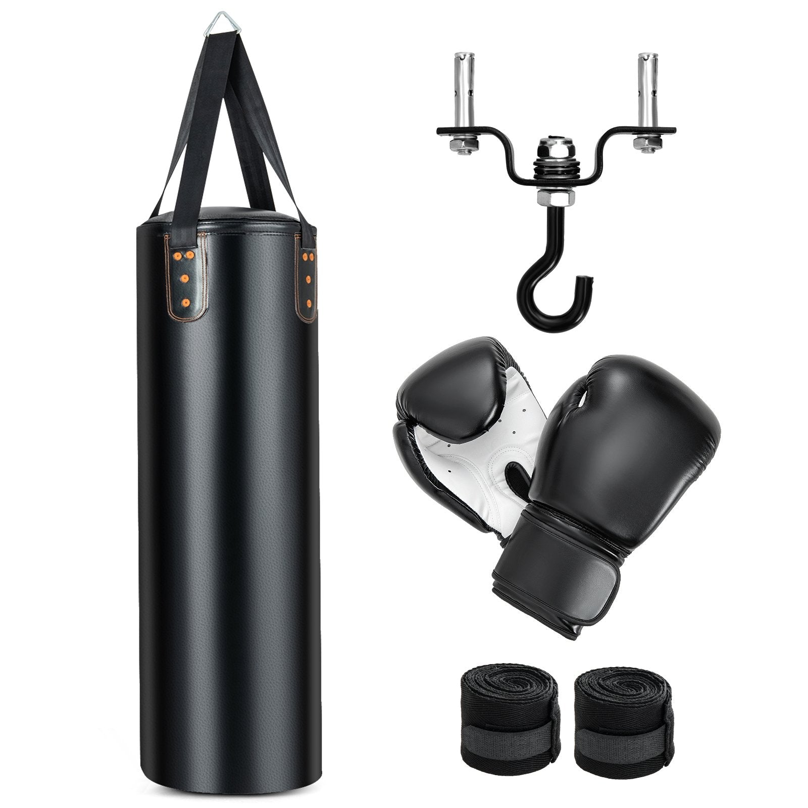 4-In-1 Hanging Punching Bag Set with Punching Gloves and Ceiling Hook, Black Boxing & Martial Arts   at Gallery Canada