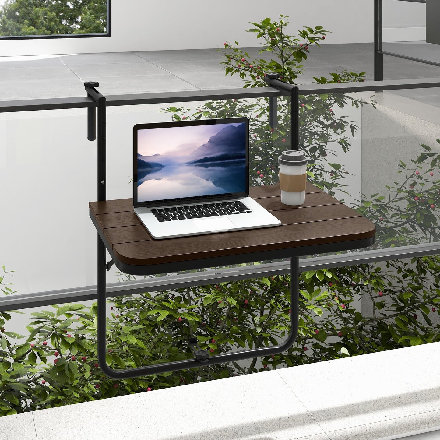 Folding Hanging Table with 3-Level Adjustable Height for Patio Balcony, Coffee Patio Tables   at Gallery Canada