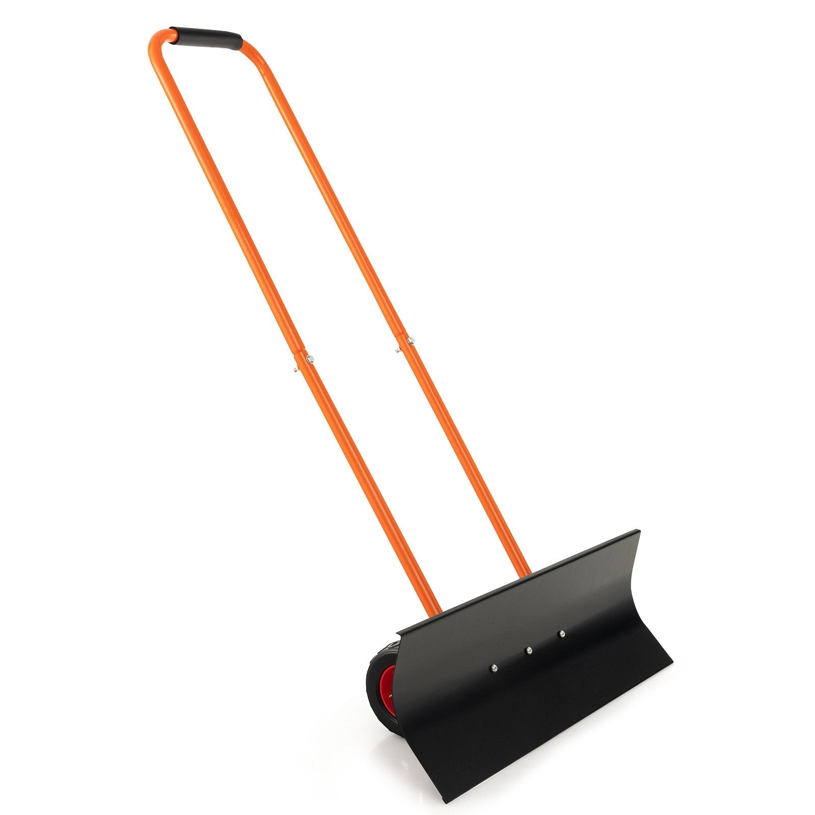 Snow Shovel with Wheels with 30 Inches Wide Blade and Adjustable Handle, Orange Snow Removal   at Gallery Canada