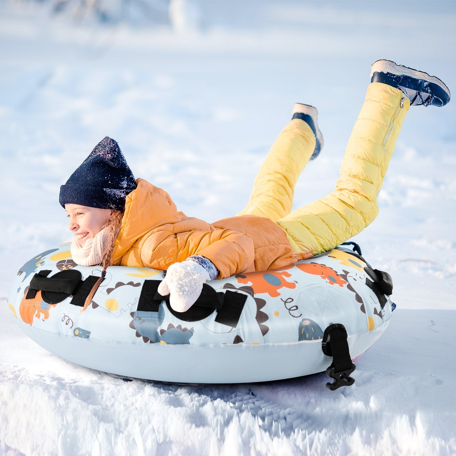 52 Inch Inflatable Snow Sled with Cold-Resistant and Heavy-Duty Material, Blue Winter Sports & Activities   at Gallery Canada